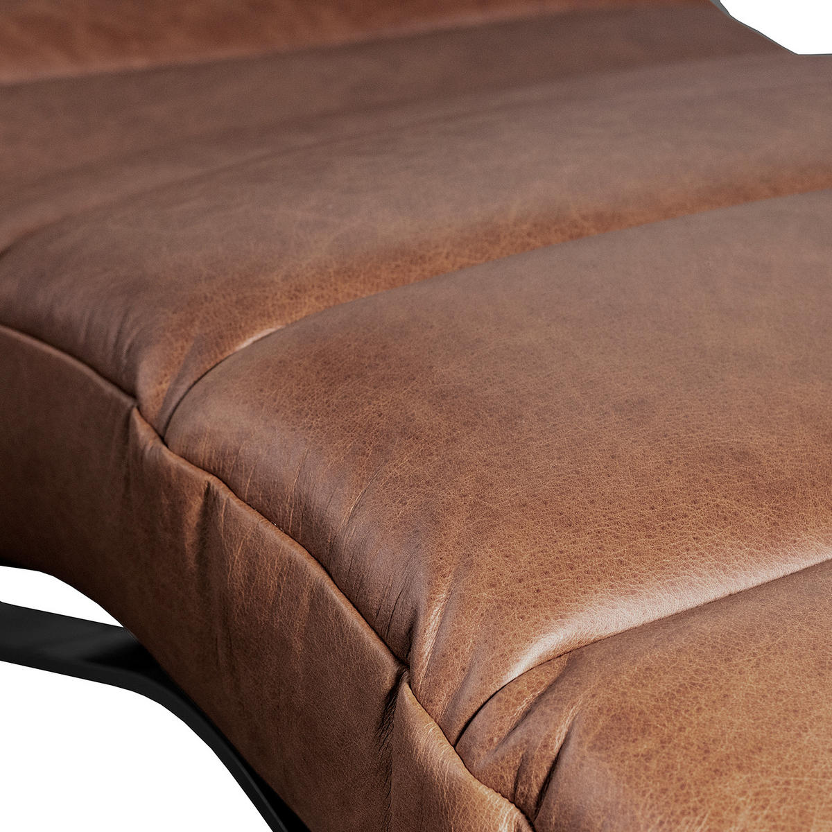 RELAXLIEGE in Echtleder Braun  - Schwarz/Braun, Design, Leder/Metall (65/65-95/171cm) - Livetastic