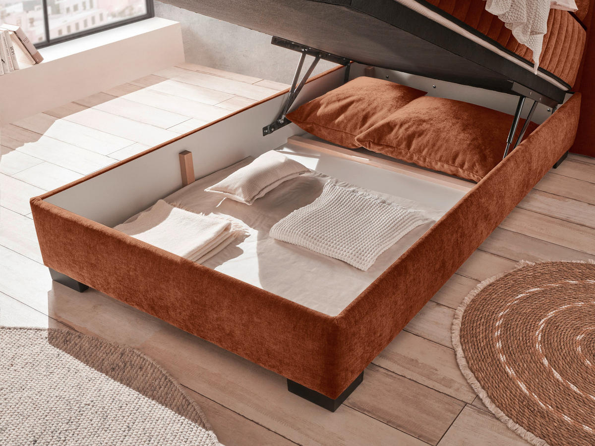 BOXBETT 120/200 cm  in Cognac  - Cognac/Schwarz, Modern, Holzwerkstoff/Kunststoff (120/200cm) - MID.YOU