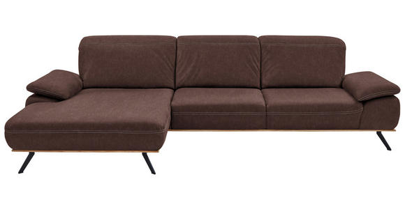 ECKSOFA in Mikrofaser Braun  - Beige/Schwarz, Natur, Holz/Textil (201/322cm) - Voleo