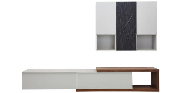 WOHNWAND in Grau, Weiß, Eichefarben - Eichefarben/Weiß, Design, Holzwerkstoff (300/194/47cm) - Dieter Knoll