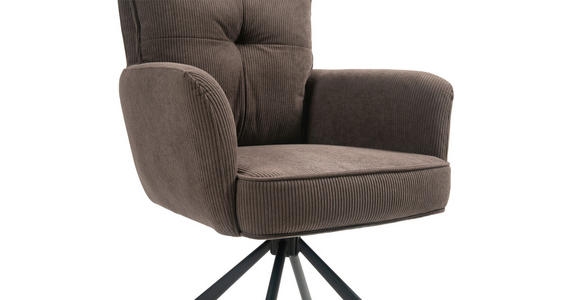 ARMLEHNSTUHL in Eisen Cord - Dunkelbraun/Schwarz, Design, Textil/Metall (60/95/67cm) - Novel