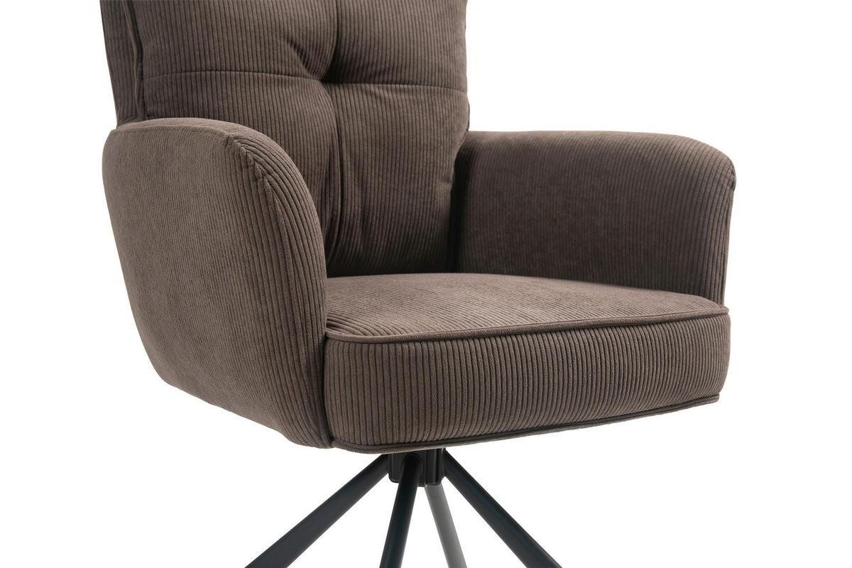 ARMLEHNSTUHL  in Eisen Cord  - Dunkelbraun/Schwarz, Design, Textil/Metall (60/95/67cm) - Novel