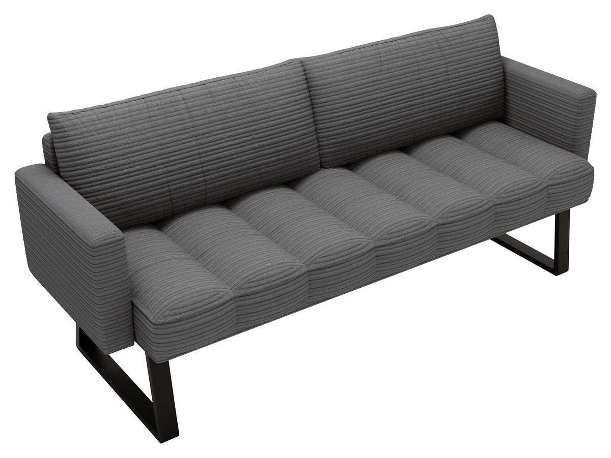 SITZBANK 200/88/69 cm Struktur Anthrazit Metall  - Anthrazit/Schwarz, Design, Textil/Metall (200/88/69cm) - Valdera