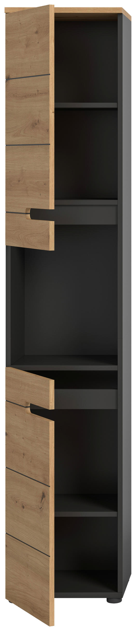 HOCHSCHRANK 38/193/34 cm  - Dunkelgrau/Schwarz, MODERN, Holzwerkstoff/Kunststoff (38/193/34cm) - MID.YOU