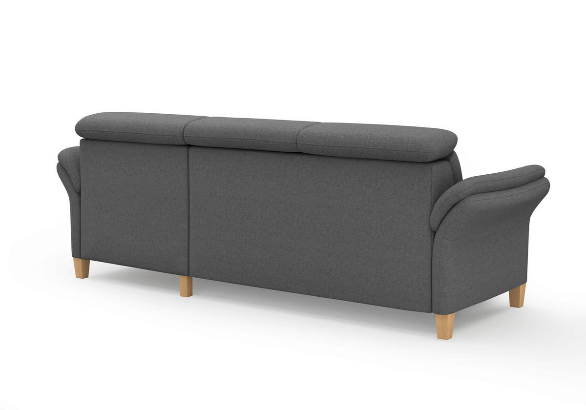 ECKSOFA GLENDALE E Dunkelgrau Flachgewebe  - Eichefarben/Dunkelgrau, KONVENTIONELL, Holz/Textil (253/166cm) - Sit & More