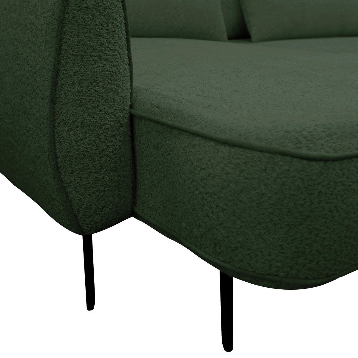 ECKSOFA Dunkelgrün Bouclé  - Dunkelgrün/Creme, Design, Textil/Metall (204/273cm) - MID.YOU