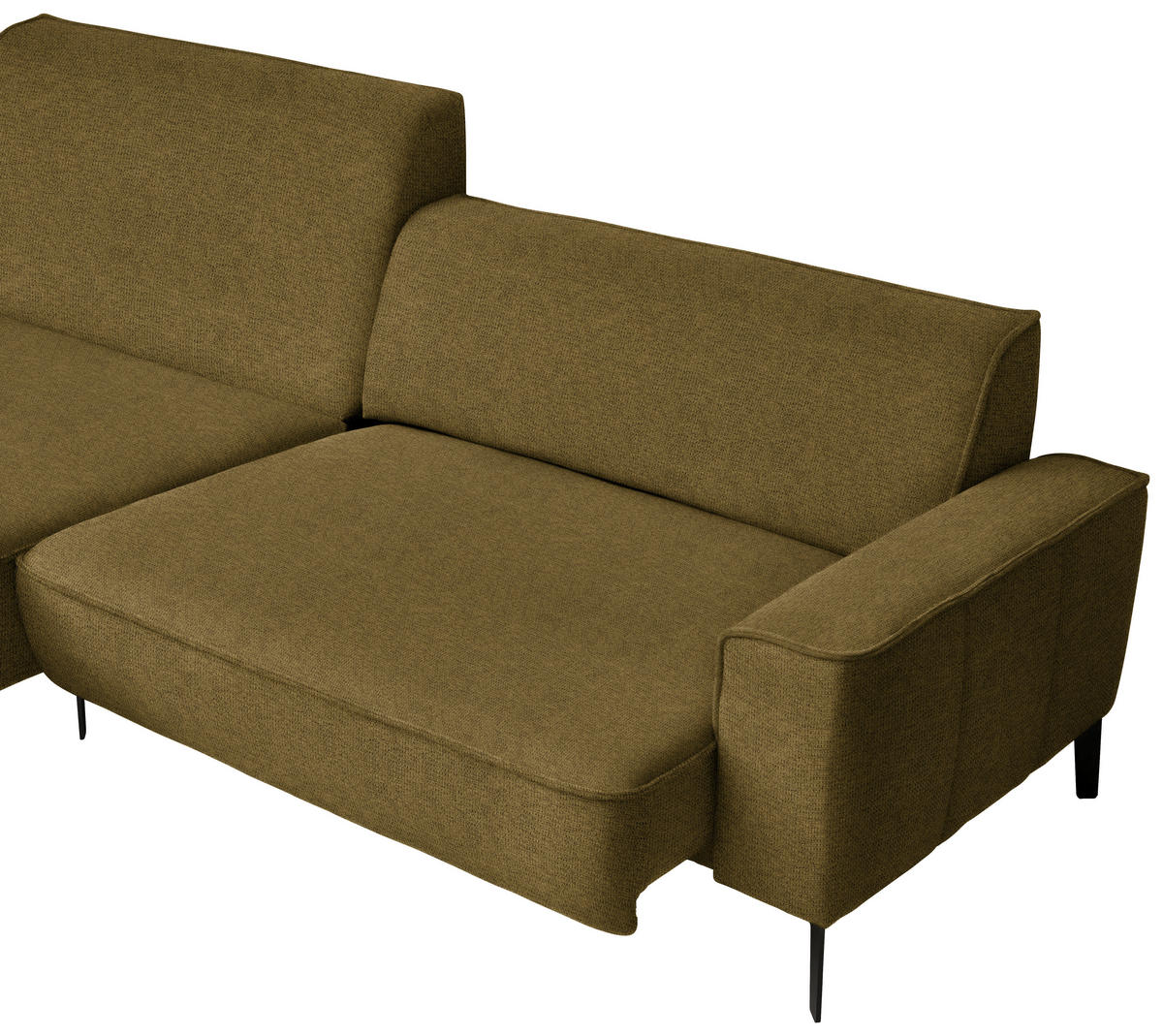 ECKSOFA in Flachgewebe Khaki  - Khaki/Schwarz, Design, Textil/Metall (190/285cm) - Johann Jakob