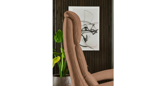 RELAXSESSEL in Leder Haselnussfarben  - Edelstahlfarben/Haselnussfarben, Design, Leder/Metall (76/119/86cm) - Dieter Knoll