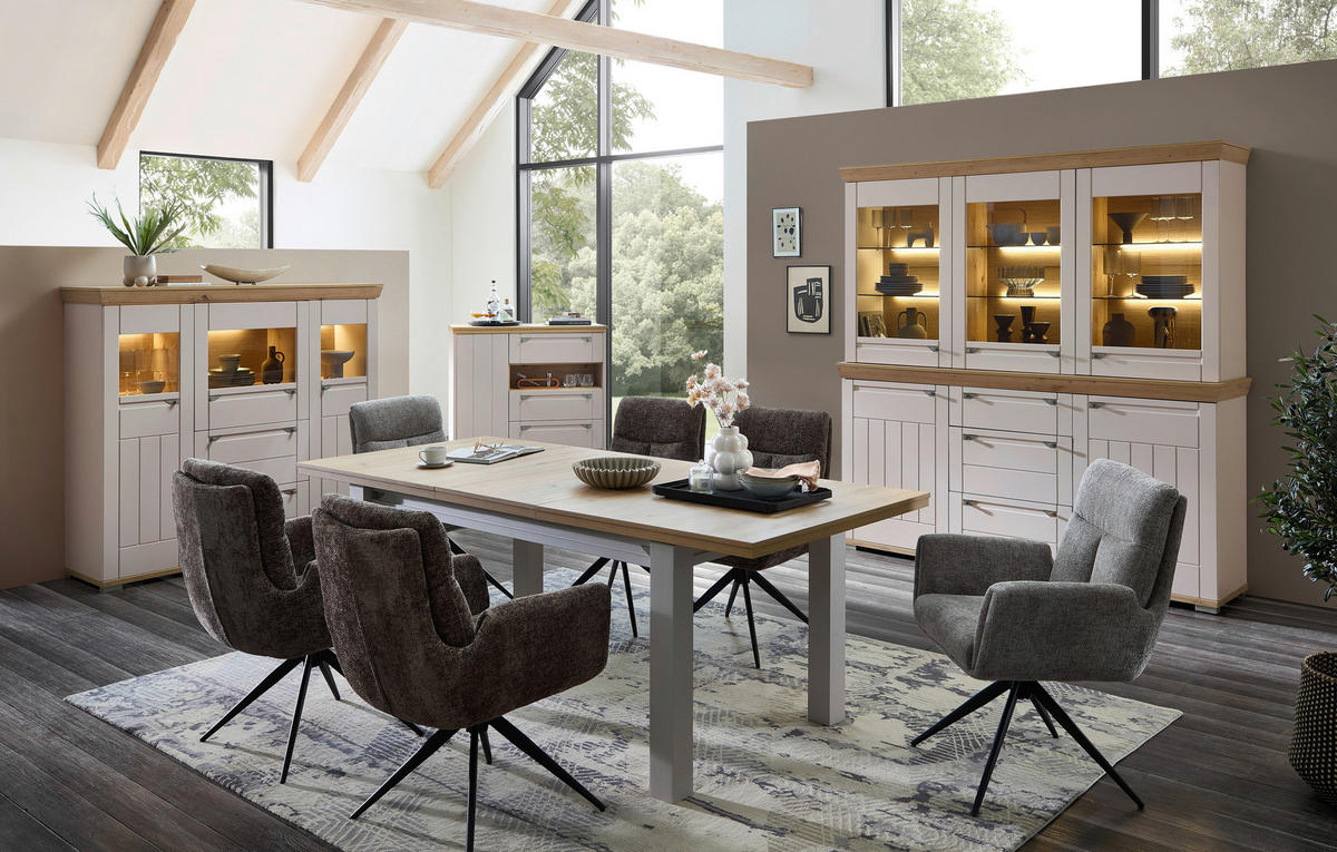 BUFFET 200/208/47 cm  in Kaschmir, Eiche Artisan  - Kaschmir/Eiche Artisan, ROMANTIK / LANDHAUS, Glas/Holzwerkstoff (200/208/47cm) - Landscape