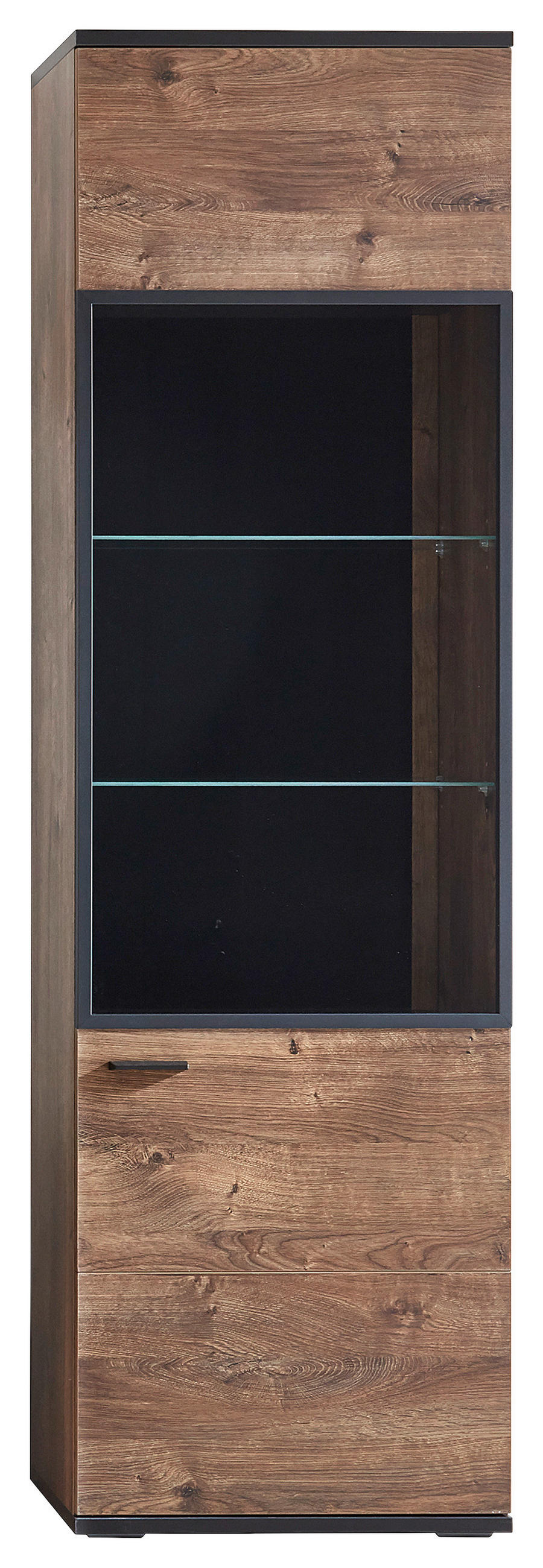 VITRINE in Eichefarben, Dunkelgrau  - Dunkelgrau/Eichefarben, KONVENTIONELL, Glas/Holzwerkstoff (60/206/37cm) - Cantus