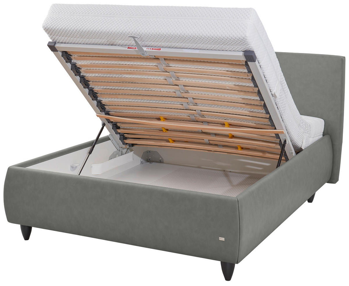 POLSTERBETT 200/200 cm,  in Dunkelgrau, Matratze, Lattenrost, Bettkasten, H2 + H2 = mittel  - Dunkelgrau/Schwarz, Design, Holz/Kunststoff (200/200cm) - RUF Betten