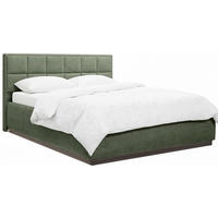 POLSTERBETT 140/200 cm,  in Grün, gepolstertes Kopfteil, Beleuchtung, Lattenrost, Bettkasten,  - Birkefarben/Schwarz, Design, Holz/Holzwerkstoff (140/200cm) - Chameo