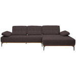 ECKSOFA in Flachgewebe Dunkelbraun  - Dunkelbraun/Schwarz, Natur, Holz/Textil (314/176cm) - Valnatura