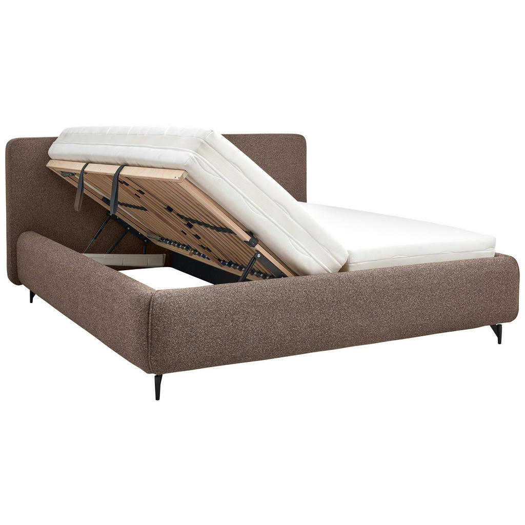 Thumbnail - Musterring Polsterbett, Braun, Textil, Birke, Buche, massiv, 180x200 cm, Reach, Bettkasten, gepolstertes Kopfteil,indivi...