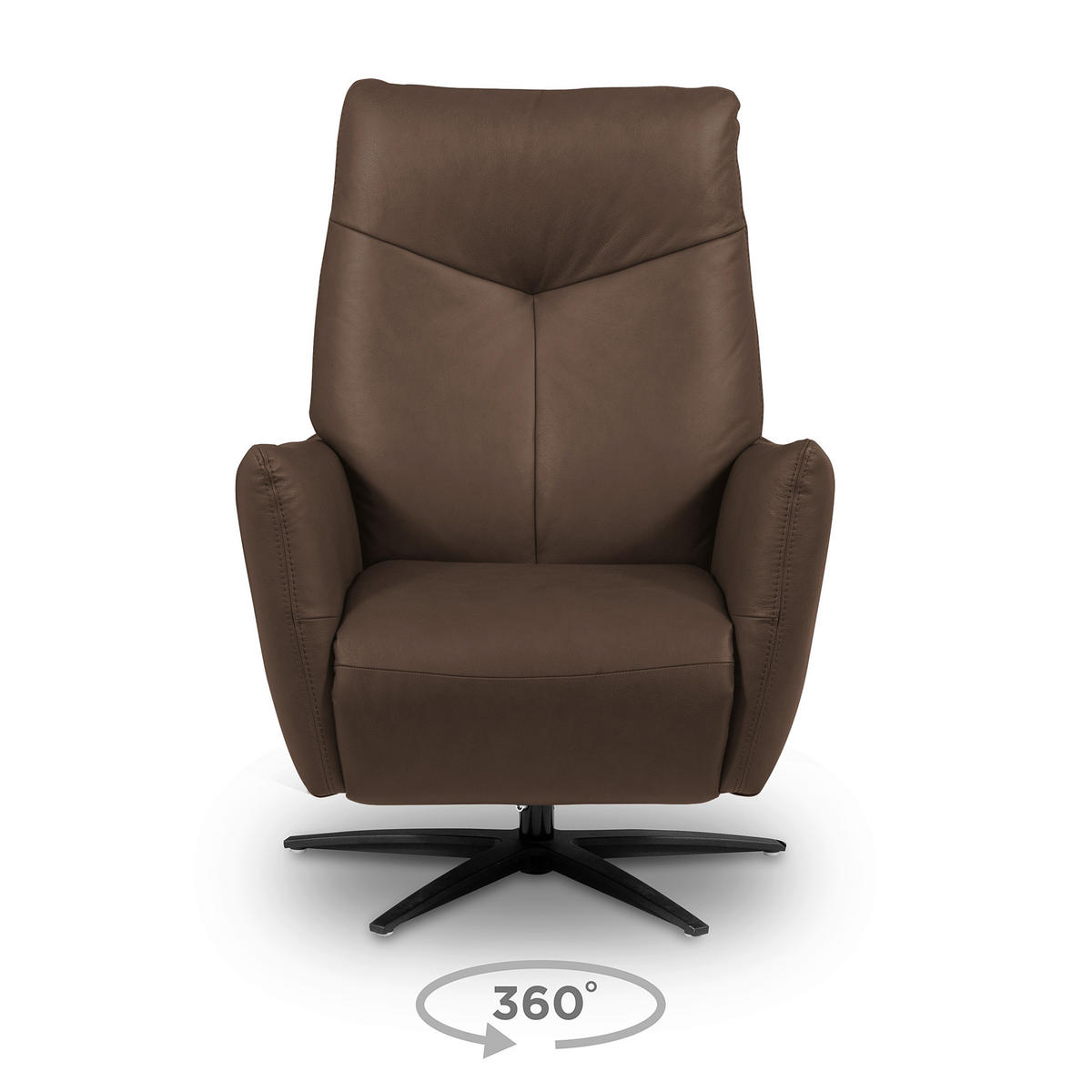 RELAXSESSEL Leder Braun  - Schwarz/Braun, Design, Leder/Metall (76/107/88cm) - Livetastic