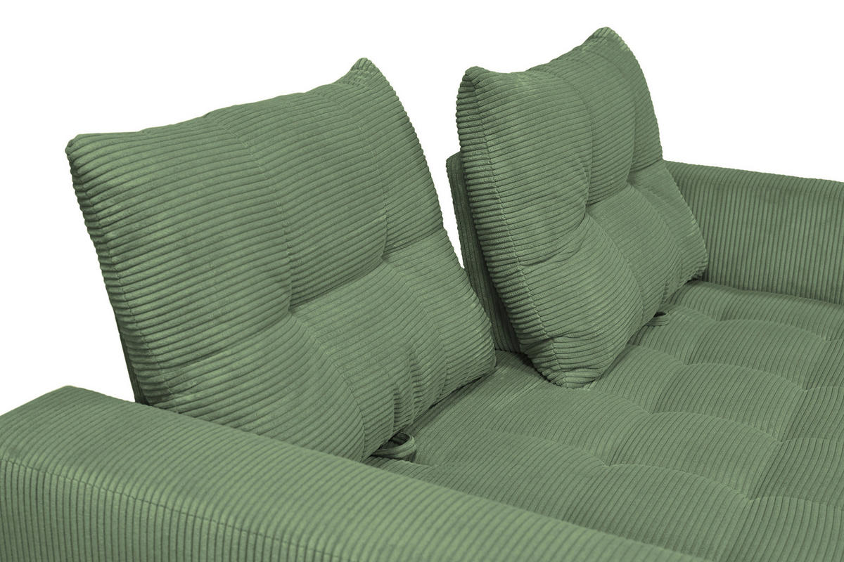 BIGSOFA Cord Salbeigrün  - Salbeigrün/Schwarz, KONVENTIONELL, Textil/Metall (246/100/116cm) - Carryhome