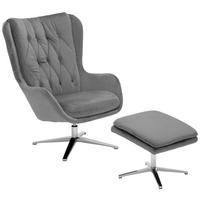RELAXSESSEL Lesesessel Samt Hocker    - Grau, Design, Metall (73/102/84cm) - MID.YOU