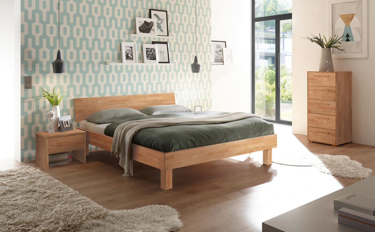 BETT 120/200 cm  in Eiche Bianco  - Eiche Bianco/Eichefarben, Natur, Holz (120/200cm) - Hasena