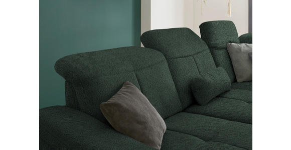 ECKSOFA in Flachgewebe Dunkelgrün  - Wildeiche/Dunkelgrün, Natur, Holz/Textil (301/243cm) - Voleo