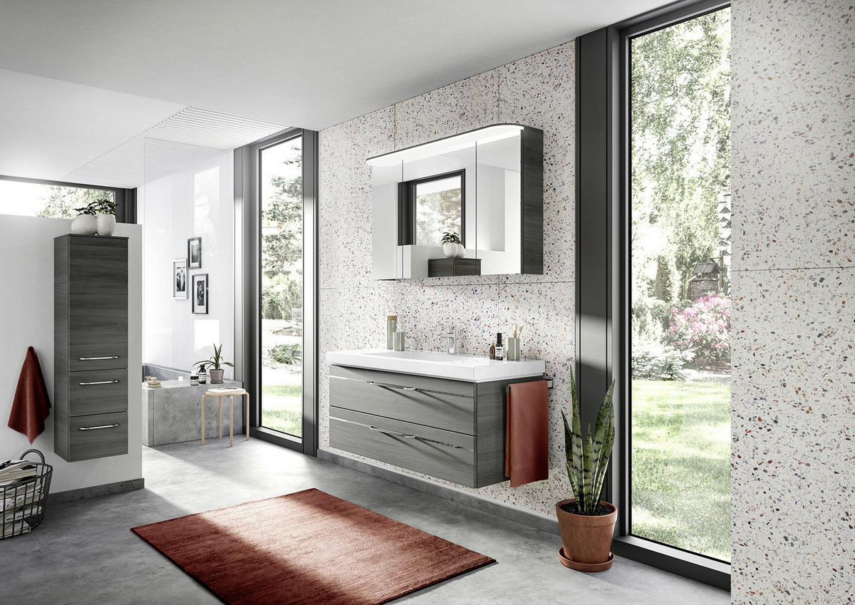 BADEZIMMER 4-teilig  in 153 cm  - Chromfarben/Graphitfarben, KONVENTIONELL, Glas/Holzwerkstoff (153cm) - Pelipal