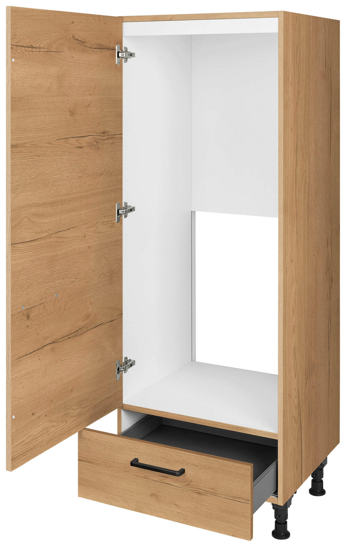 GERÄTEUMBAUSCHRANK 60/168/58 cm  in Eichefarben  - Eichefarben/Schwarz, MODERN, Holzwerkstoff/Metall (60/168/58cm) - Nobilia