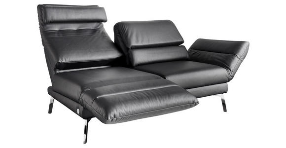 2-SITZER-SOFA in Echtleder Schwarz - Chromfarben/Schwarz, Design, Leder/Metall (198-246/83/96-187cm) - Dieter Knoll
