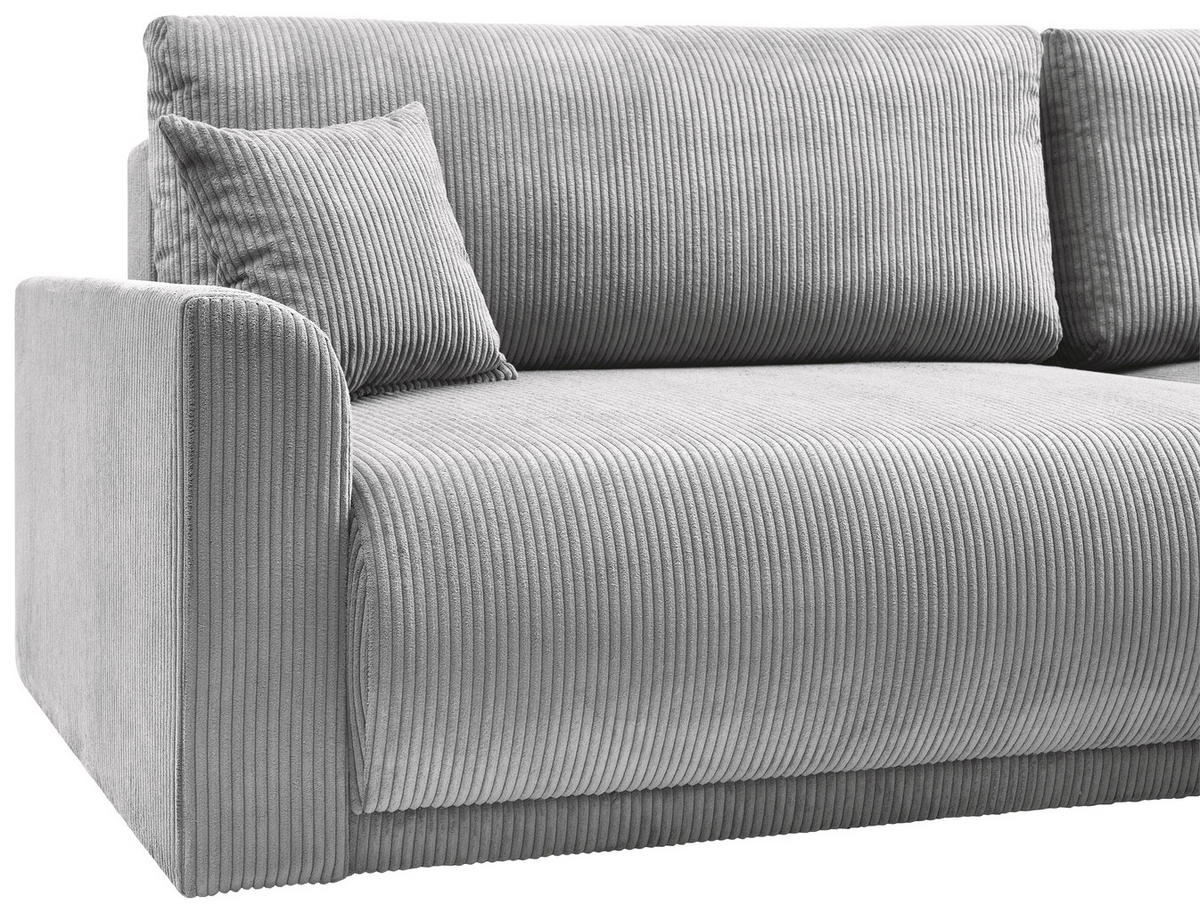 ECKSOFA KIMMY Hellgrau Cord Zierkissen, Rückenkissen, Bettkasten  - Hellgrau/Schwarz, Design, Kunststoff/Textil (233/146cm) - P & B