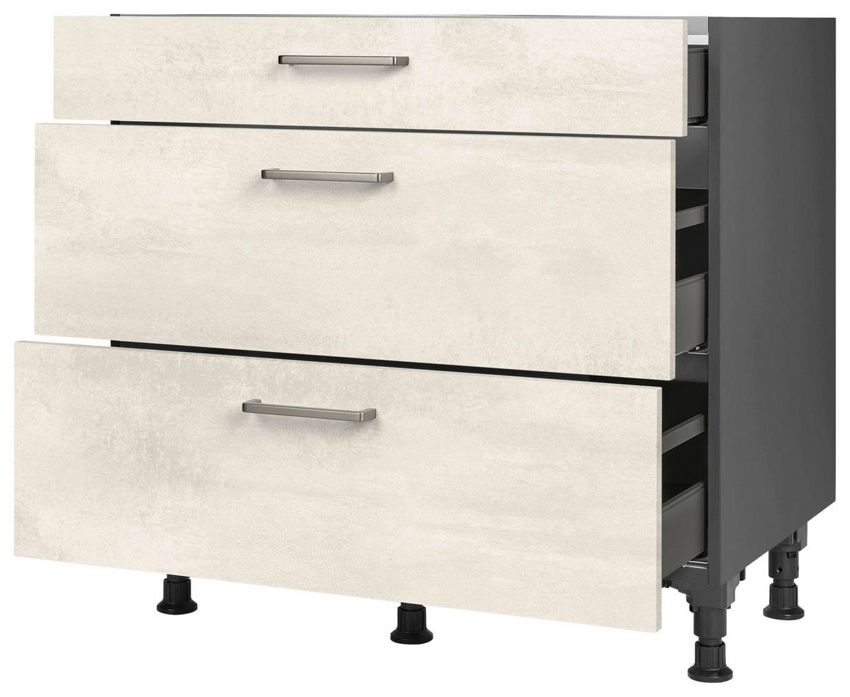 KOCHFELDUMBAUSCHRANK 90/87/56 cm  in Weiß  - Schieferfarben/Edelstahlfarben, MODERN, Holzwerkstoff/Metall (90/87/56cm) - Nobilia