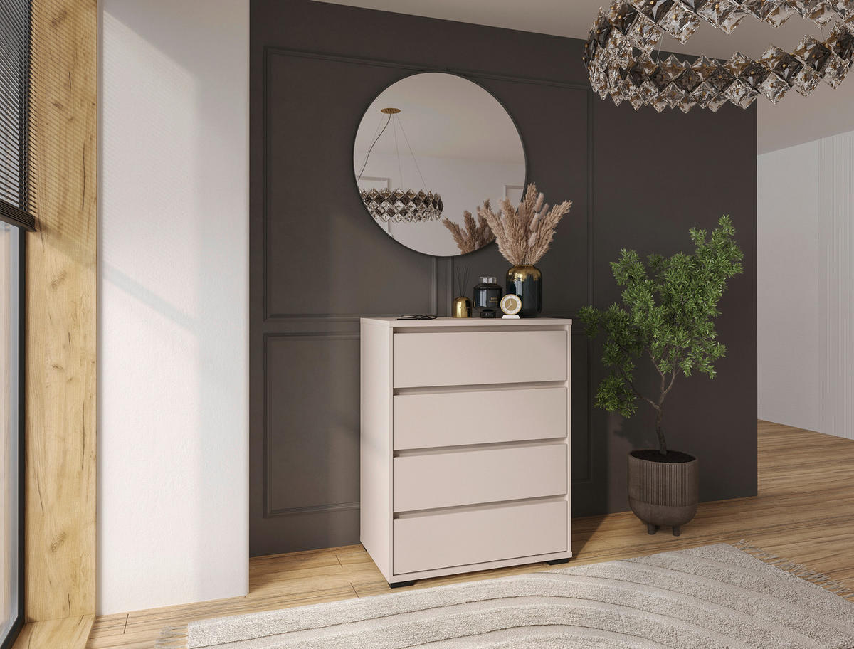 KOMMODE Line  in 80/103/48 cm  - Kaschmir/Schwarz, Design, Holzwerkstoff/Kunststoff (80/103/48cm) - Carryhome
