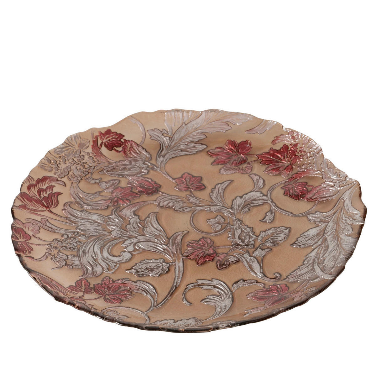 DEKORAČNÝ TANIER 28,3 cm  - ružová/tmavoružová, Basics, sklo (28,3cm)