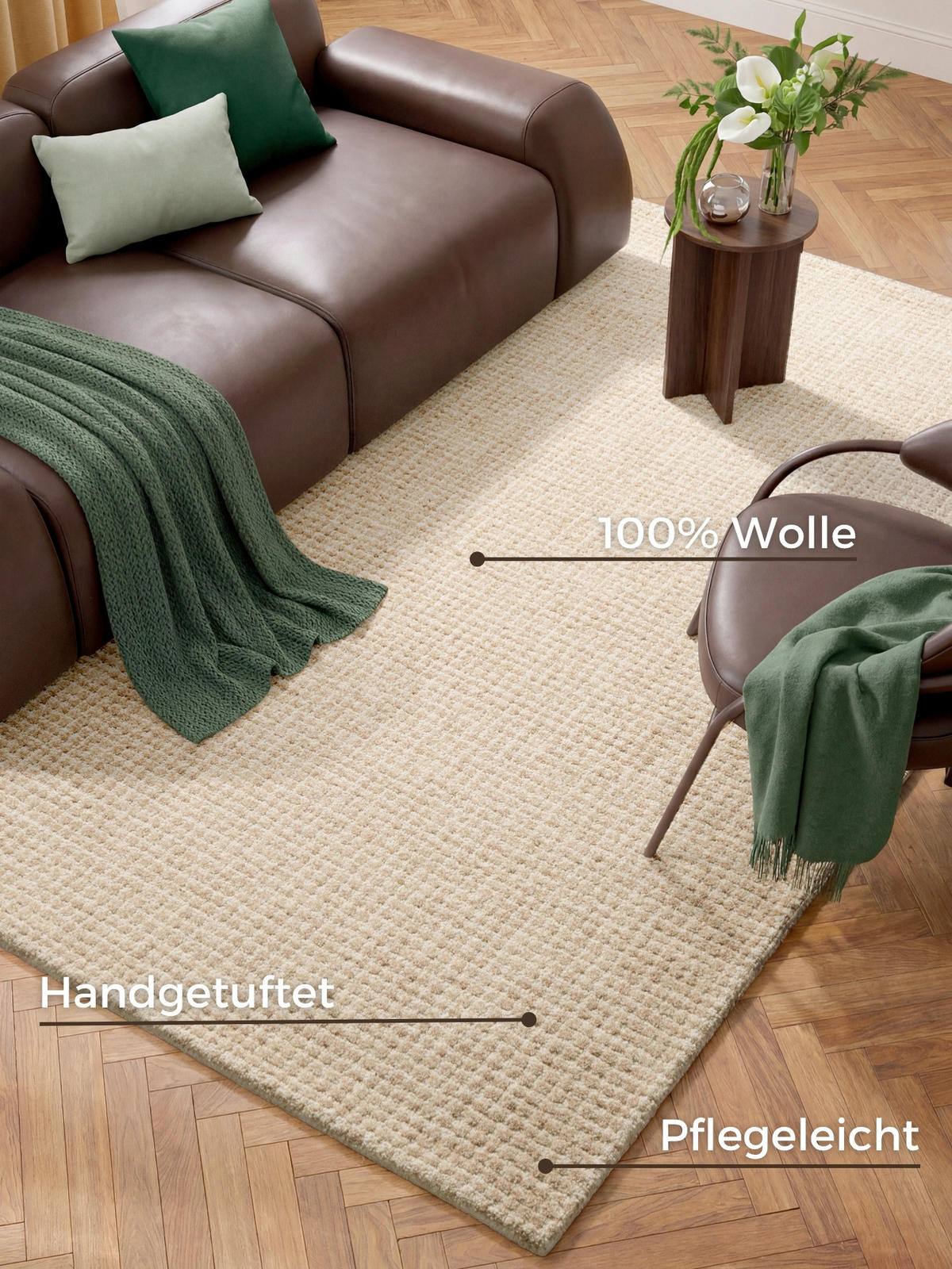 WOLLTEPPICH Wohnzimmer 120/170 cm Eloise Hellbraun rechteckig  - Hellbraun, Basics, Textil (120/170cm) - Hanse Home
