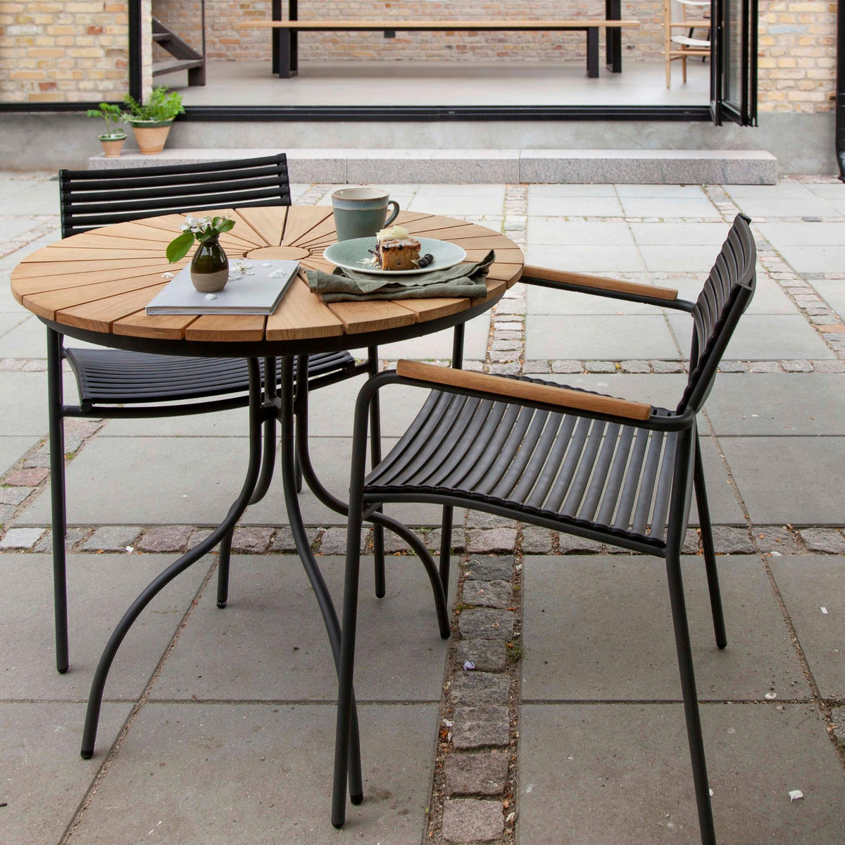 BALKONSET Anthrazit, Naturfarben  - Anthrazit/Schwarz, Natur, Holz/Kunststoff - Gardenson