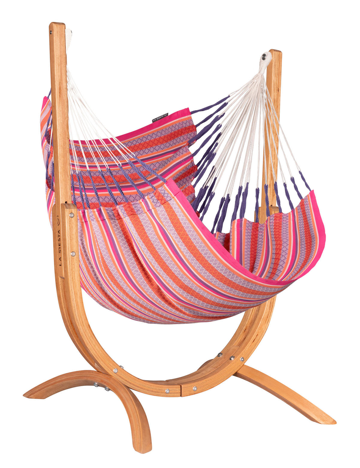  HÄNGEMATTE Grau, Orange, Pink Gestell  - Pink/Eukalyptusholzfarben, KONVENTIONELL, Holz/Textil (100/152/92cm) - La Siesta