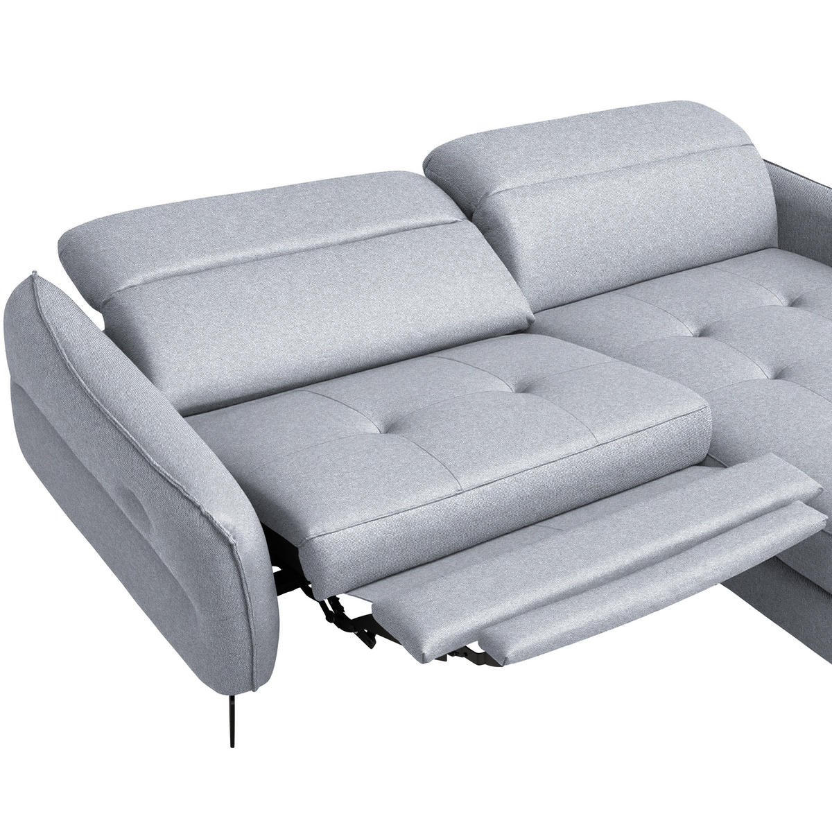 ECKSOFA Flachgewebe Hellgrau  - Hellgrau/Schwarz, Design, Textil/Metall (246/175cm) - Celina
