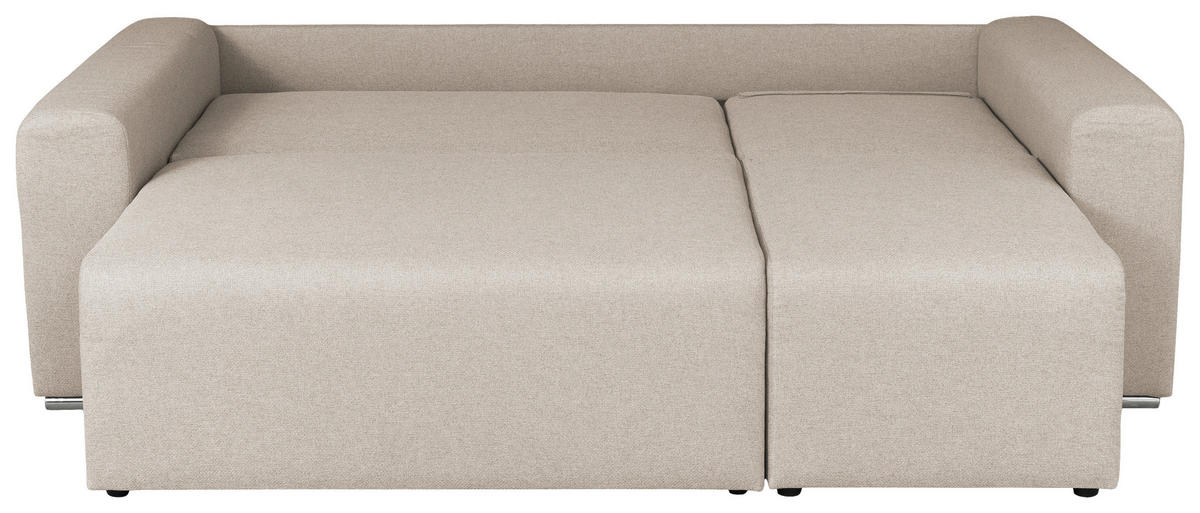 ECKSOFA in Struktur Beige  240/153 cm  - Chromfarben/Beige, Basics, Kunststoff/Textil (240/153cm) - P & B