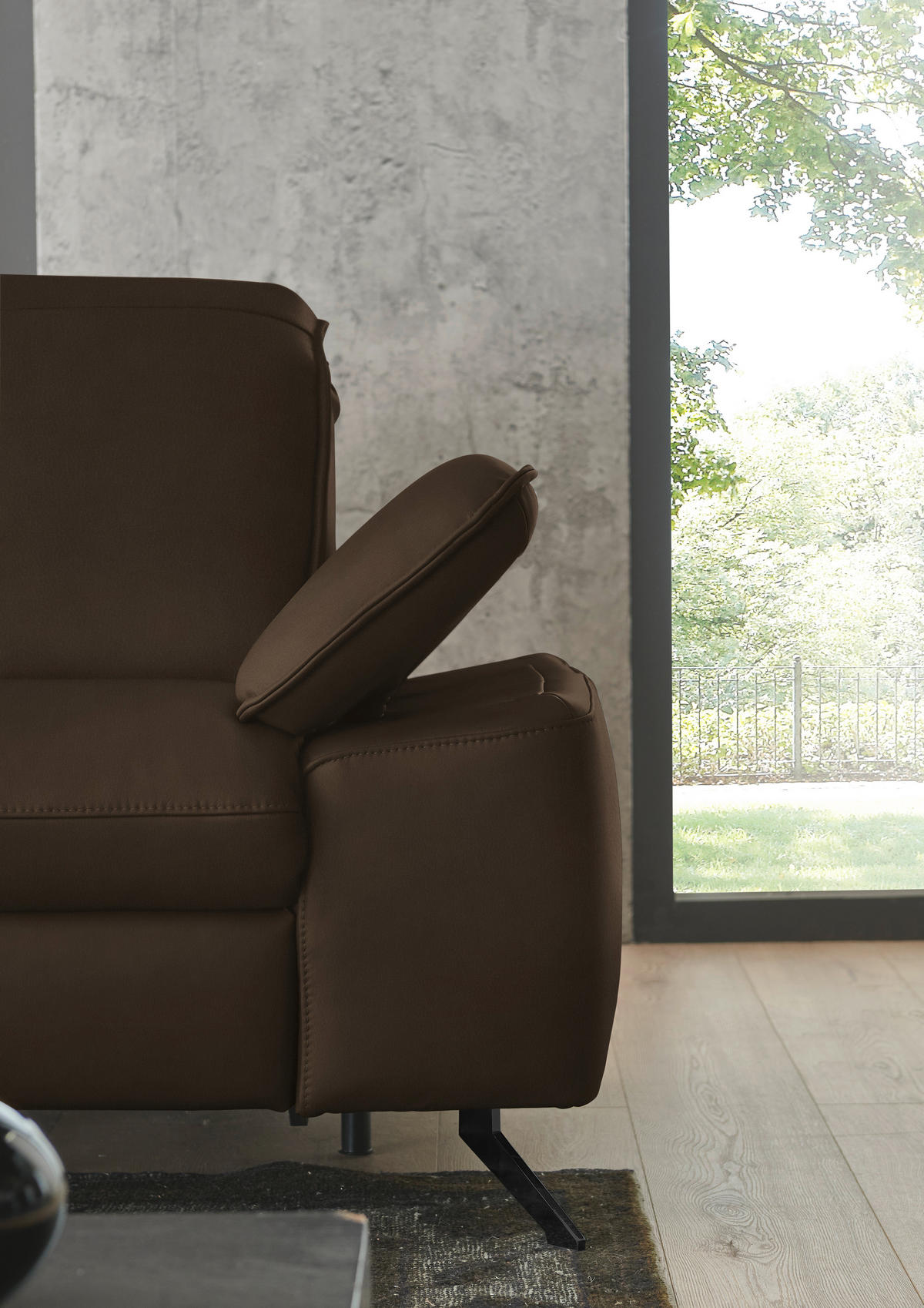 ECKSOFA  Echtleder Dunkelbraun  - Dunkelbraun/Schwarz, Design, Leder/Metall (169/307cm) - Beldomo Premium