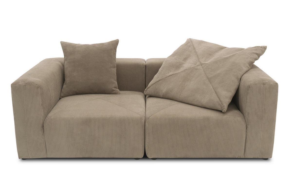 2-SITZER-SOFA Cord, Mikrofaser Schlammfarben  - Schlammfarben/Schwarz, Design, Kunststoff/Textil (216/69/108cm) - MID.YOU