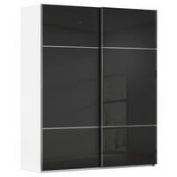 SCHWEBETÜRENSCHRANK 201/223/67 cm,  in Schwarz, Weiß, 2 Tür(en)  - Chromfarben/Schwarz, KONVENTIONELL, Glas/Holzwerkstoff (201/223/67cm) - Novel