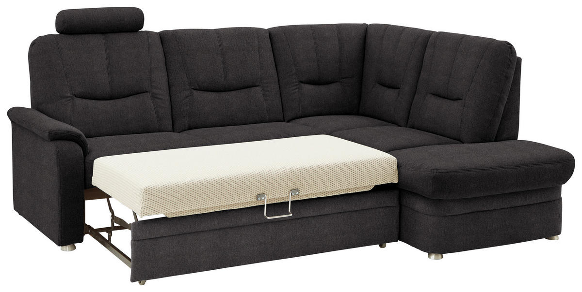ECKSOFA Chenille Graubraun  - Graubraun/Schwarz, Konventionell, Kunststoff/Textil (235/185cm) - Beldomo Comfort