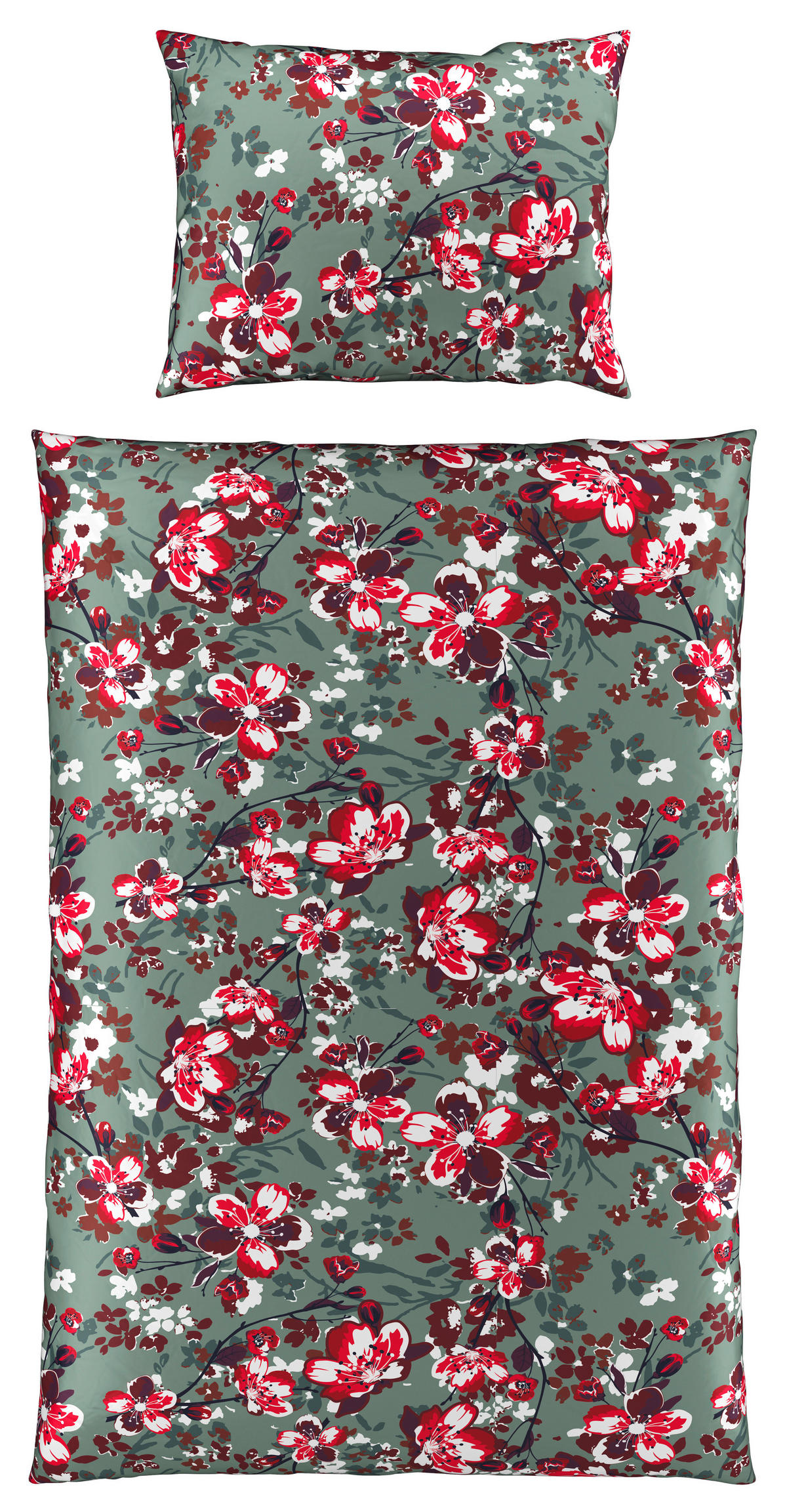POSTEĽNÁ BIELIZEŇ, satén, červená, biela, mätovozelená, 140/200 cm - biela/mätovozelená, Basics, textil (140/200cm) - Novel
