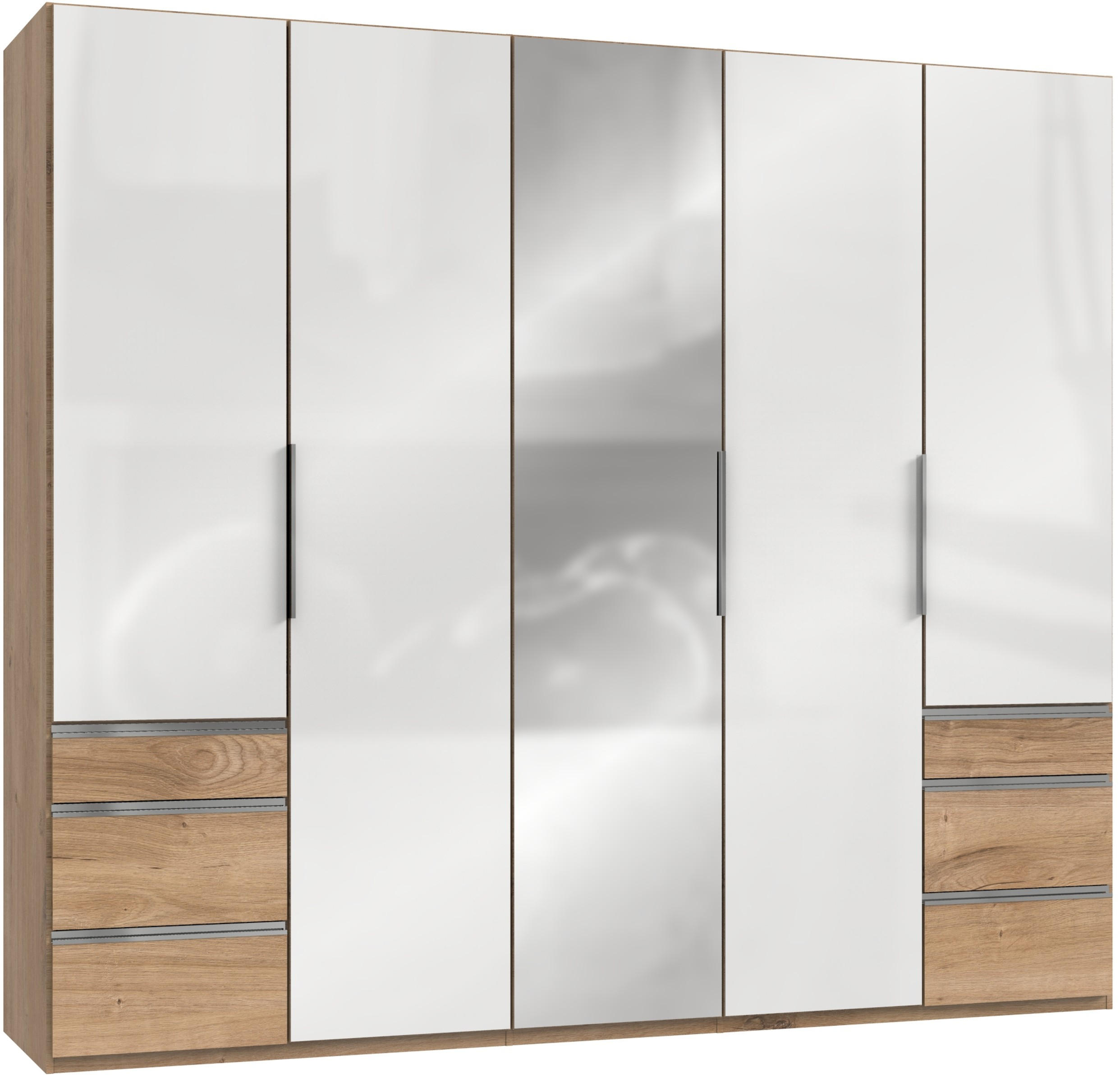 DREHTÜRENSCHRANK 250/216/58 cm 5-türig  - Chromfarben/Eichefarben, MODERN, Glas/Holzwerkstoff (250/216/58cm) - MID.YOU