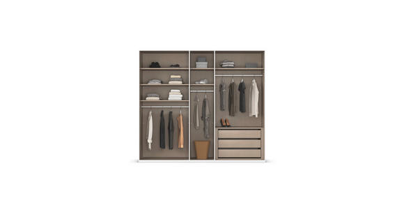 DREHTÜRENSCHRANK 251/223/61 cm,  in Graphitfarben, 5-türig  - Graphitfarben, Basics, Glas/Holzwerkstoff (251/223/61cm) - Novel