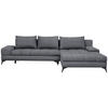 ECKSOFA Graphitfarben Webstoff  - Schwarz/Graphitfarben, Design, Textil/Metall (315/212cm) - Carryhome