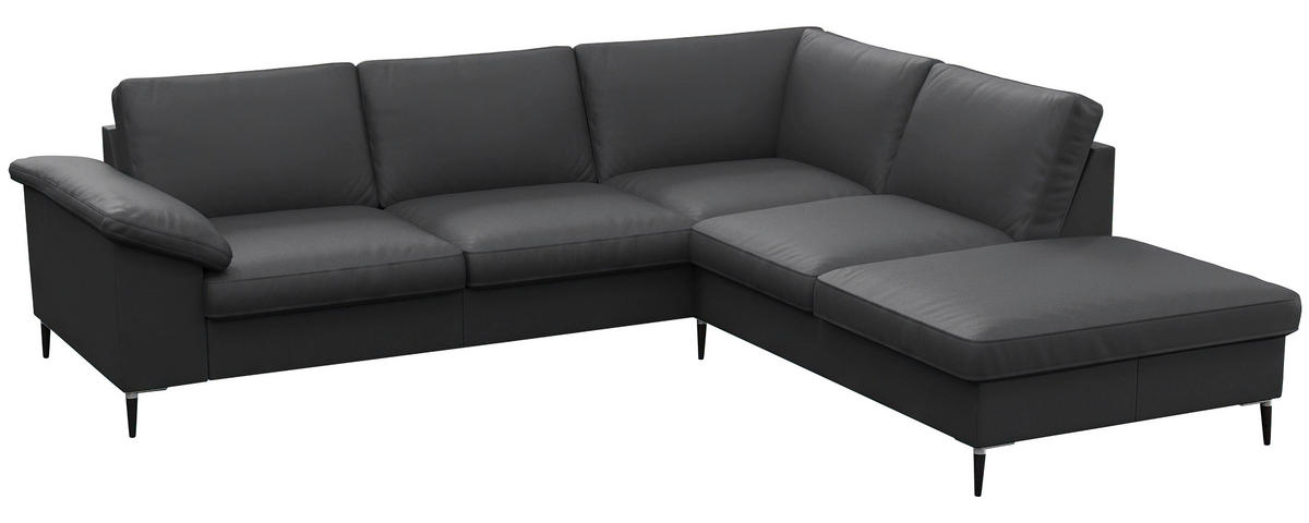 Freisteller von Livetastic ECKSOFA Schwarz Echtleder.