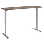 SCHREIBTISCH 135/68/72,5 -122 cm  in Silberfarben, Eichefarben  - Eichefarben/Silberfarben, KONVENTIONELL, Metall (135/68/72,5 -122cm) - Voleo