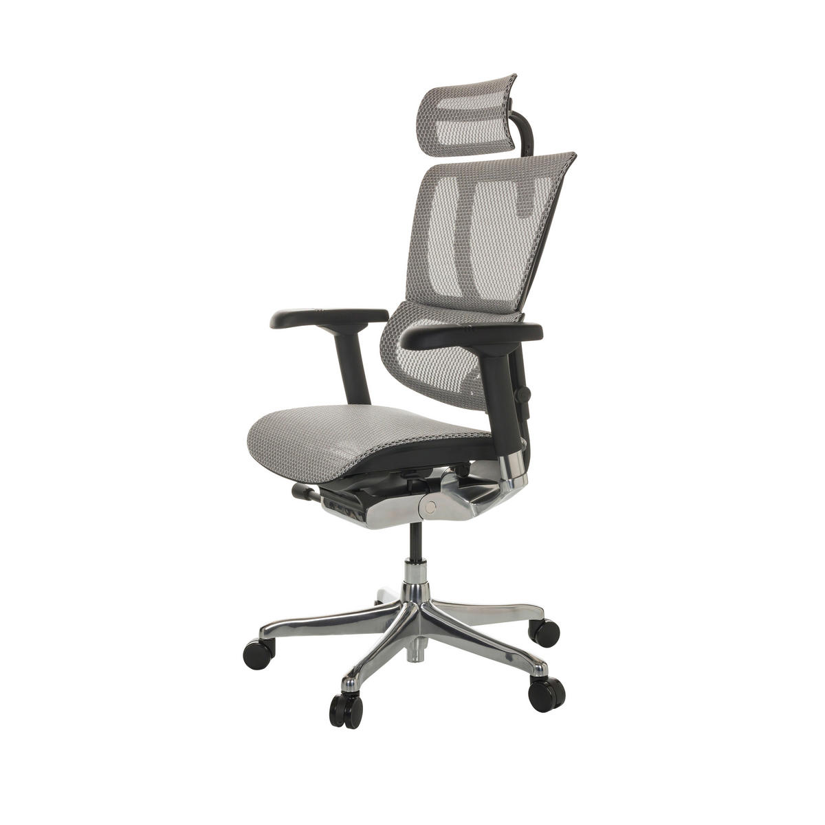 DREHSTUHL Netz Hellgrau  - Silberfarben/Hellgrau, Basics, Kunststoff/Textil (69/116-138/66cm) - MID.YOU