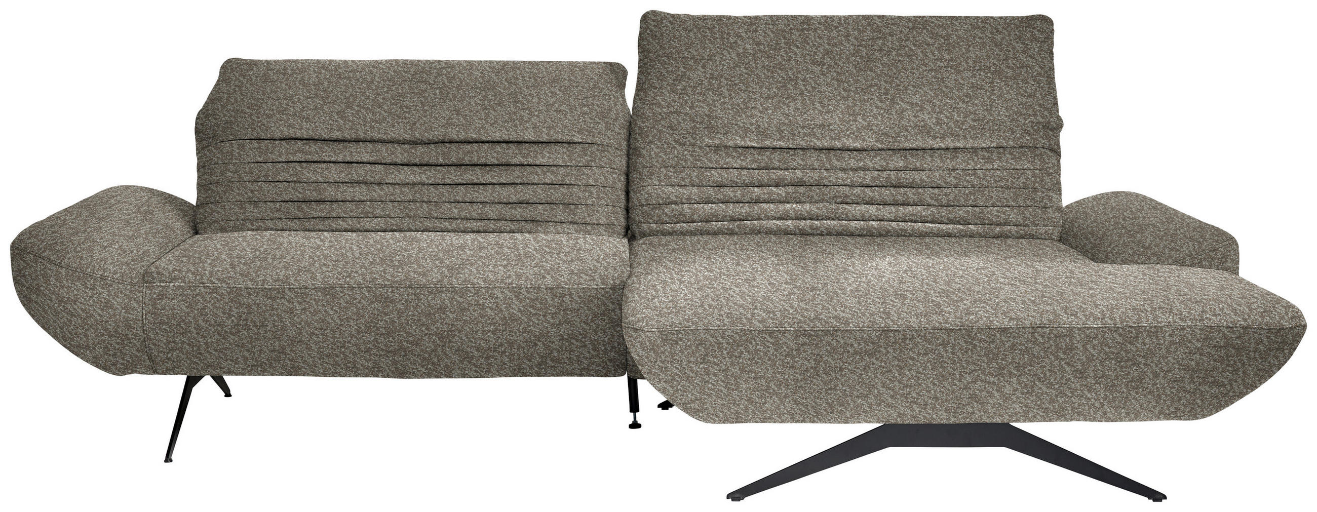 ECKSOFA  in Bouclé Graubraun  280/170-195 cm  - Graubraun/Schwarz, Design, Textil/Metall (280/170-195cm) - Dieter Knoll