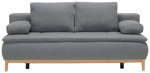 BOXSPRINGSOFA Flachgewebe Grau  - Eichefarben/Beige, Design, Holz/Textil (202/78/93/100cm) - Carryhome