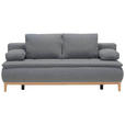 BOXSPRINGSOFA in Flachgewebe Grau  - Eichefarben/Beige, Design, Holz/Textil (202/78/93/100cm) - Carryhome