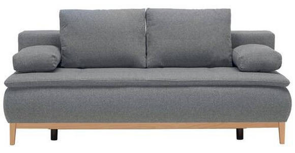 BOXSPRINGSOFA in Flachgewebe Grau  - Eichefarben/Beige, Design, Holz/Textil (202/78/93/100cm) - Carryhome